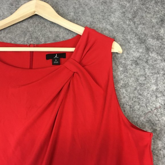 J Jason Wu Jumpsuit XL Solid Red Sleeveless City Knit Pockets Wide Leg Ruched - Picture 6 of 16